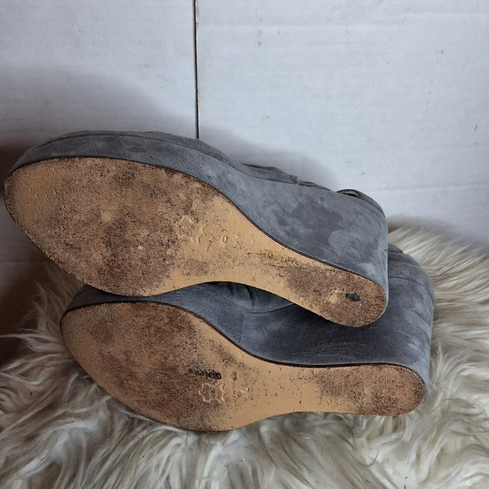 Tashkent By Cheyenne Pearl Gray Suede Wedge Retro Vibe Boot8es 10